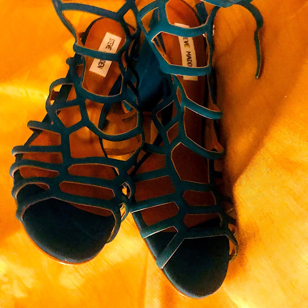 Steve Madden Green Strappy Block Heel Sandals